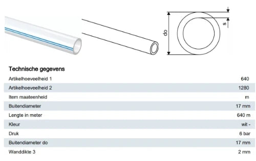 Uponor Comfort Pipe Plus tuyau 17 x 2,0 mm (rouleau 640m) - blanc - pour chauffage de sol - prix par mètre