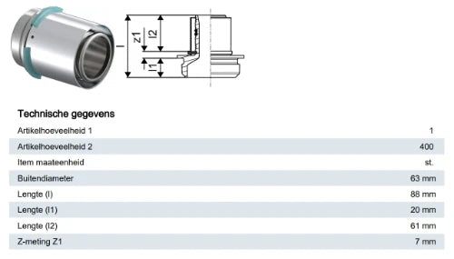 Uponor RS adaptateur RS2 - 63 mm