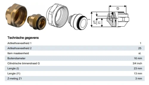 Uponor Vario raccord-union 16 X 3/4 F