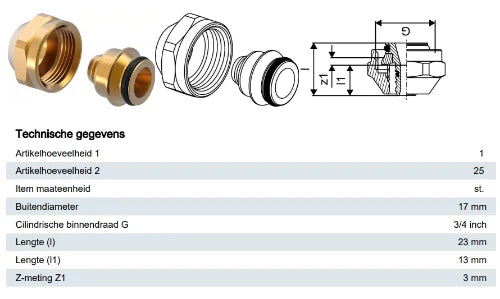 Uponor Vario raccord-union 17 X 3/4 F