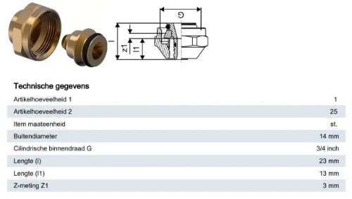Uponor Vario raccord-union 14 X 3/4 F