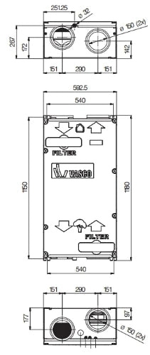 Vasco D275 III unité de ventilation type D - 275 m³/h - 1x230V