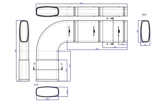 Vasco Easyflow coude horizontal 90° (set 3pcs) - incl collier de montage - prix par set