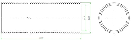 Vasco WTW tube de ventilation (longueur 2000 mm) 200/170 mm