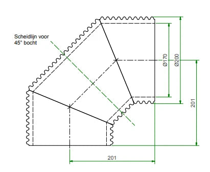 Vasco WTW coude 45-90° 200/170 mm