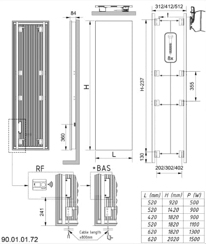 Vasco Niva-EL radiateur electrique 0620x1820 - couleur 9016