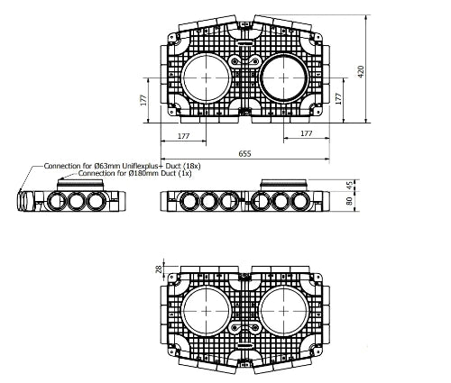 Ventilair UniflexPlus TVG collecteur principal 180 mm - 18 x 63 mm