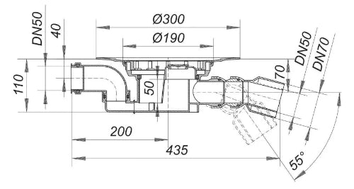 Dallmer 55 sterfput-siphon de sol polypropylène horizontal sortie 50/75 mm