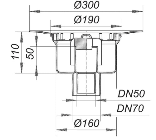 Dallmer 61HT sterfput-siphon de sol polypropylène vertical sortie 50/75 mm