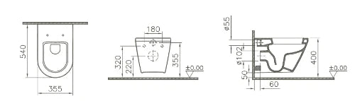 Vitra Integra wc-suspendu PACK (wc-suspendu + siège softclose) - blanc - B355xD540 mm - fixations par le haut