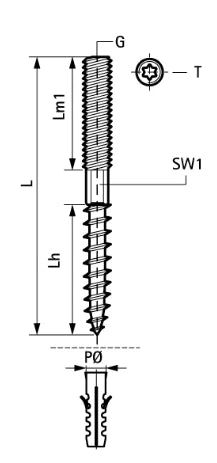 Walraven BIS vis à bois M8 x 50 mm - avec tête Torx