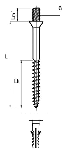 Walraven BIS pattes de vis à bois M7 x 40 mm