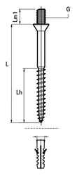 Walraven BIS pattes de vis à bois M7 x 40 mm