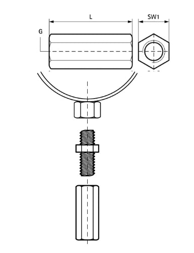 Walraven BIS manchon fileté FF M10 x 40 mm - zingué - prix par pièce