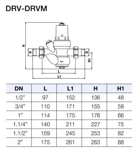 Watts Réducteur de pression DRV-M 25 1 MM manomètre 0-6 bar