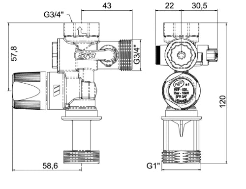 Watts SFR groupe de sécurité MF 3/4 x 3/4 - 7 bar - siège inox