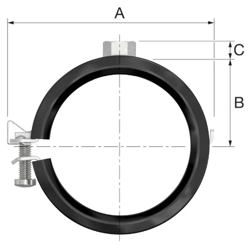 Flamco BSA collier M8 x 20-24 mm - avec caoutchouc