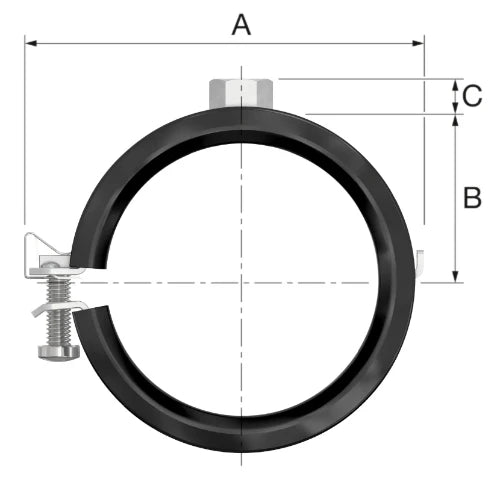 Flamco BSA collier M8 x 25-28 mm - avec caoutchouc