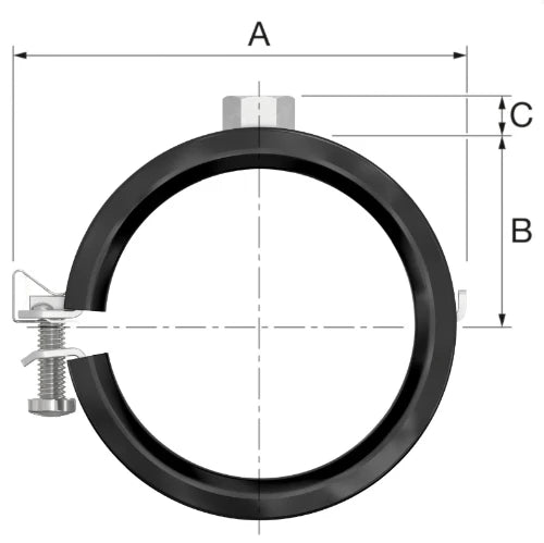 Flamco BSA collier M8 x 44-49 mm - avec caoutchouc