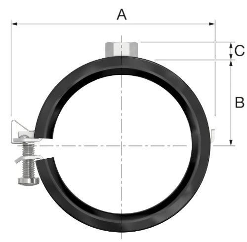 Flamco BSA collier M8 x 50-54 mm - avec caoutchouc