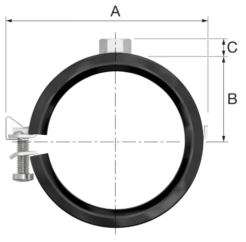 Flamco BSA collier M8 x 56-60 mm - avec caoutchouc