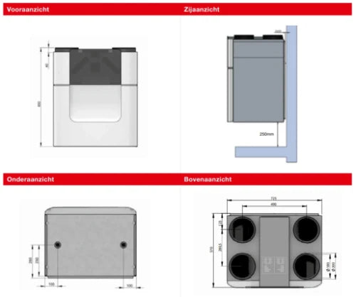 Zehnder Comfoair Q ERV unité de ventilation 500m³/h-200Pa - avec échangeur enthalpique intégré