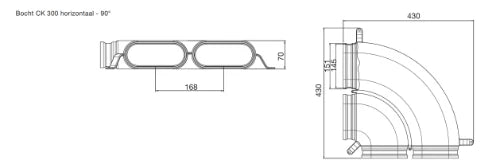 Zehnder ComfoFlat CK 300 conduit double coude 90° horizontal
