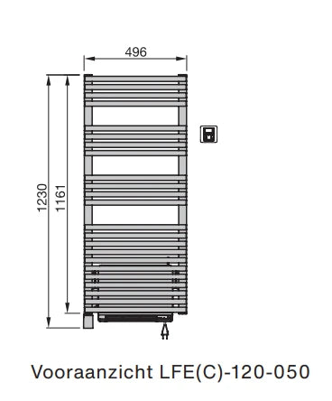 Zehnder Forma Air radiateur sèche-serviette électrique avec blower 1226 x 496 mm - 750 + 1000 W - Ral 9016 blanc signalisation - incl commande