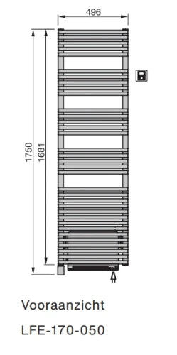 Zehnder Forma Air radiateur sèche-serviette électrique avec blower 1746 x 496 mm - 1000 + 1000 W - RAL 9016 blanc signalisation - inclusif commande