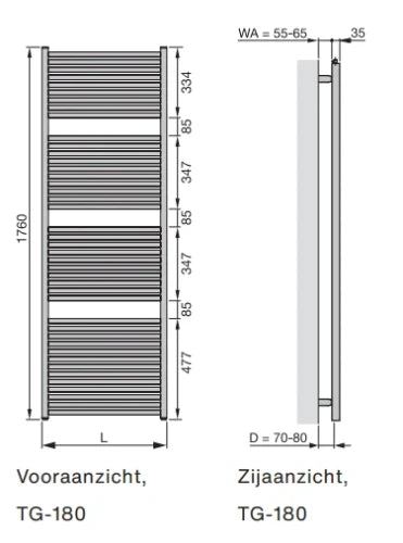 Zehnder Toga radiateur sèche-serviette électrique 1807 x 510 mm - 900 W - RAL 9016 blanc signalisation