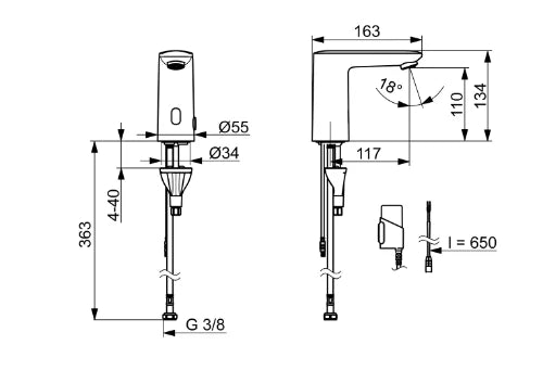 Hansaelectra robinet eau froide 3V - Bluetooth - composite - chromé