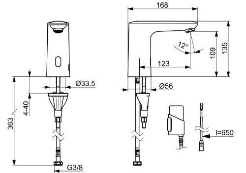 Hansa Hansaelectra robinet lavabo 3V - Bluetooth - laiton - chromé