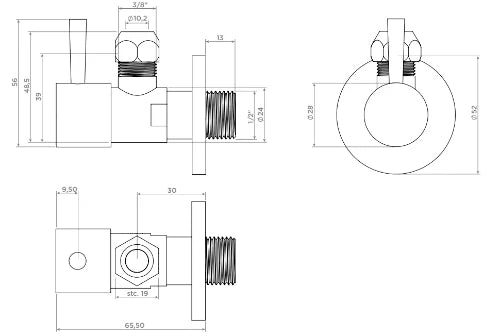 Clou Inbe robinet d'arrêt design type 1, rond, blanc mat