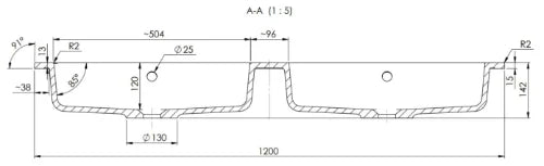 Procasa Quadra table vasque marbre de synthèse avec 2 vasques 1200 x 500 mm - blanc