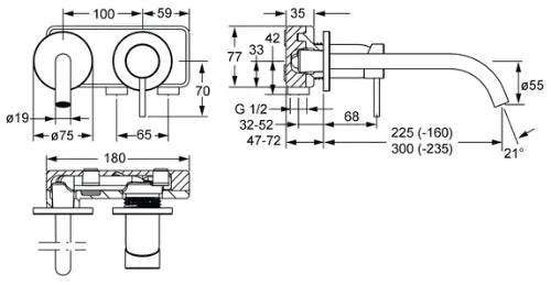 Hansa HansaPublic set de finition pour robinet lavabo noir mat