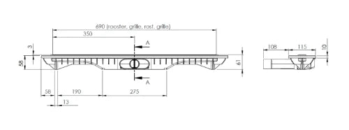 Carrodrain Liquid rigole de douche avec grille 700 mm - Inox - débit 31 l/m