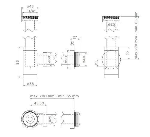 Clou Kaldur set de robinet - noir mat (composé de robinet eau froide - bouchon de vidange - siphon Minisuk) - prix par set