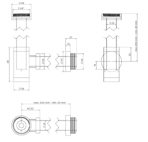 Clou Mini Suk siphon desing, noir mat, spécifique pour lave-mains