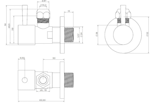 Clou InBe design robinet d'arrêt type 1, rond, noir mat