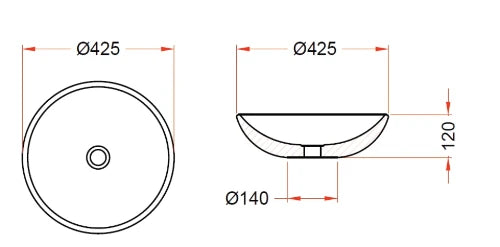 Detremmerie Round lavabo à poser rond 425 x 120 mm - béton light - sans trou de robinet - sans trop-plein