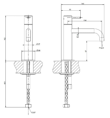 Gessi Pillar Taps Robinet eau froide. Finox nickel brossé