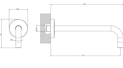 Gessi Via Tortona bec mural d'écoulement 1/2 x 231 mm - chromé