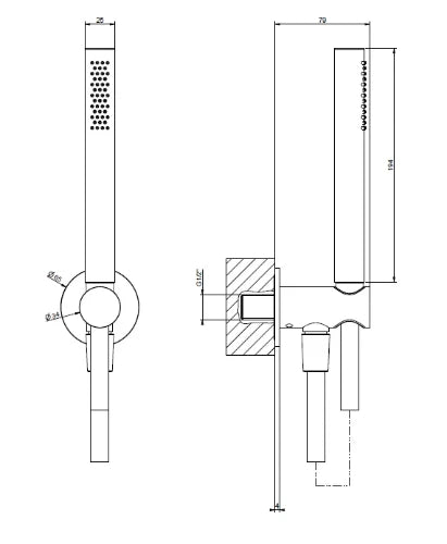 Gessi Shower Sets316 Ensemble comprenant: sortie coudée murale, douchette anticalcaire et flexibles 1,50 m. Cuivre Brossé PVD