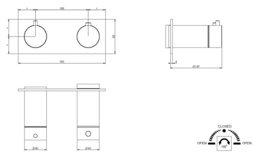 Gessi Shower316 Parties apparentes pour mitigeur thermostatique douche mural 2 sorties. Black Metal Brossé PVD