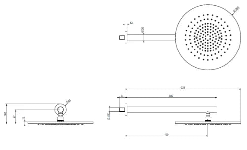 Gessi Shower316 douche de tête orientable anticalcaire avec bras mural. Cuivre Brossé PVD