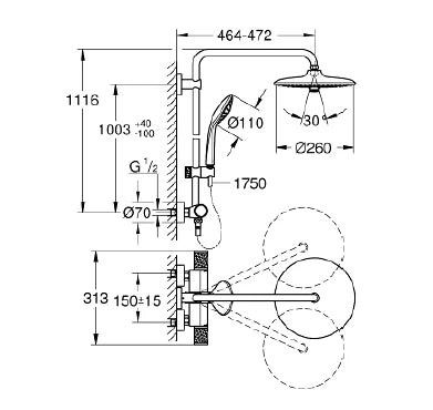 Grohe Euphoria System 260 système de douche THM CoolT