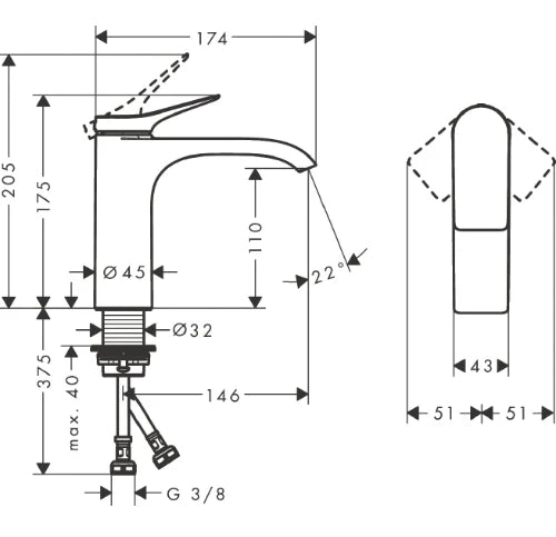 Hansgrohe Vivenis 110 mitigeur lavabo mono-commande sans vidage  - chromé