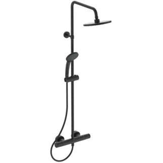 Ideal Standard Ceratherm T25 système de douche avec Ceratherm T25, douchette IdealRain 100 mm avec 1 fonction, 8 l/min, douche de tête IdealRain 200 mm, 12 l/min et IdealFlex 1750 mm - Silk black