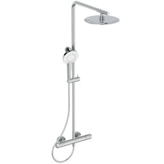 Ideal Standard Ceratherm T50 système de douche : douche de tête platte ronde 25 + douchette sur barre + vanne thermostatique T50 chromé