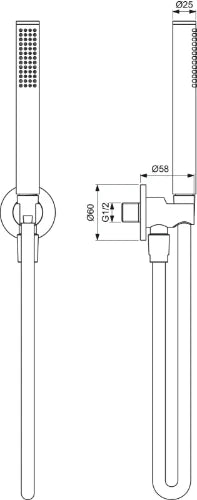 Ideal Standard IdealRain set de bain douchette en stick avec Idealflex 1600 mm pour raccordement mural - chromé